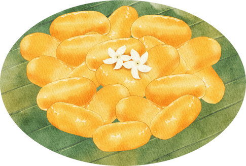 Thai dessert Golden Jackfruit seeds on Banana leaf